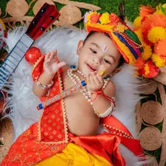 Joyful like Krishna, divine like Navaratri. This top-down shot captures the beautiful details of the theme.
