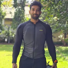 Showing the Motowolf armored jacket without the helmet. This gear provides protection while being comfortable enough for long South India heritage rides.