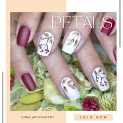 This design showcases the beauty of combining solid colors with minimalist art. Matte red nails are paired with white accent nails featuring hand-painted branches with berries, creating an autumnal and elegant look.