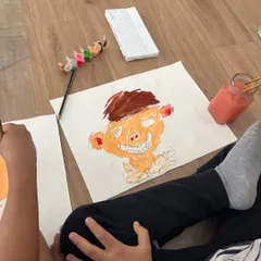 This self-portrait has so much character. We encourage children to go beyond a simple likeness and capture a feeling or a mood.