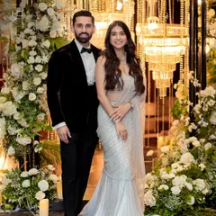 Darshan looking effortlessly classy in our velvet tuxedo jacket. Paired with a classic bowtie, this is the epitome of reception-ready elegance.
