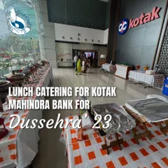 Festive celebrations are a specialty. Here is the expansive lunch buffet I organized for Kotak Mahindra Bank's Dussehra celebration in 2023, set up in their impressive BKC office lobby to accommodate a large number of employees for a grand festive meal.