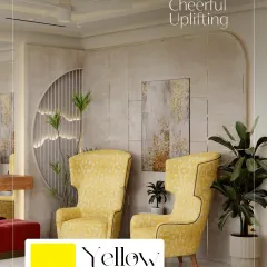 Yellow is a cheerful and uplifting color. We used these vibrant wingback chairs to bring a pop of joy and energy to this seating nook.