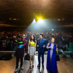 Sharing the stage with the legendary Udit Narayan ji and Aditya Narayan in San Jose. Performing with a full band for a packed house is an incredible experience.