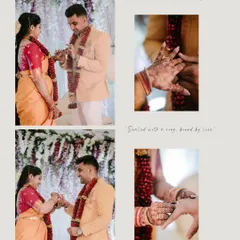 Sealed with a ring, bound by love. This collage captures the traditional ring exchange ceremony, focusing on the couple's hands and the sacredness of the moment.