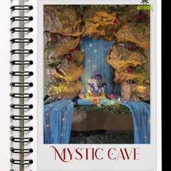 A "Mystic Cave" theme for Ganpati decor. We used craft paper and fairy lights to create an enchanting cave-like setting, adding a touch of magic to the festive occasion.