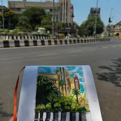 An on-location watercolour sketch of the iconic Metro Cinema in Mumbai. Capturing the art deco architecture and the surrounding greenery was a wonderful way to spend the day with fellow urban sketchers.