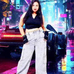 A futuristic, cyberpunk inspired look. Music is always evolving, and so is my style. This shoot was about capturing a modern, high-tech energy.