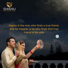 This Karva Chauth graphic celebrates the deep bond between a husband and wife. The quote highlights the joy of finding a true friend in your partner, which is the essence of a strong, supportive marriage that I help couples cultivate.