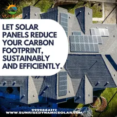 An aerial view of a large residential complex with solar panels on multiple roofs. We help reduce the carbon footprint for entire communities, sustainably and efficiently.
