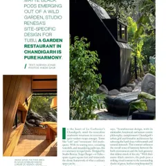 My project Tubu, a garden restaurant in Chandigarh, was featured in the November-December 2024 edition of Architectural Digest India. The article explores how the design integrates Scandinavian-inspired pods into the city's natural and architectural landscape.