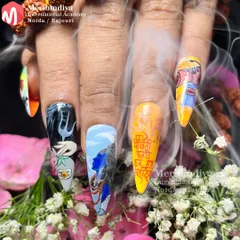 Learn to create culturally rich and detailed nail art that clients love. This Shiv-themed set shows the fusion of devotion and high-fashion nail design, a unique skill we teach in our festival-inspired workshops.