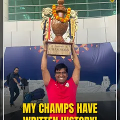 "My champs have written history!" A proud moment for me, Anuj Gupta, as I hold the Climate Cup trophy. When our players fulfill their dreams on the field, it feels like our own dreams are coming true.