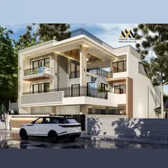 We designed this minimal and aesthetic home for a joint family in Greater Noida. The final 3D render shows the interplay of levels and open spaces, complete with a terrace garden and modern luxuries, exactly as the client envisioned.
