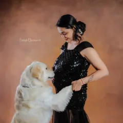 A gentle nudge from a furry friend. This sweet dog is already so in love with the baby, and we were so happy to capture this tender moment in our studio.