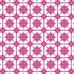 A detailed and intricate mandala pattern in a vibrant magenta. The repeating geometric and floral shapes create a sense of harmony and balance.