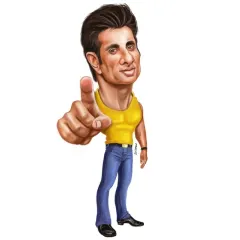 A custom caricature celebrating the birthday of actor and philanthropist Sonu Sood.
