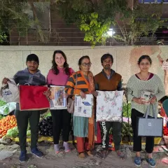 Our volunteers at a local Wednesday market, distributing reusable newspaper bags to vendors and encouraging them to renounce the single-use plastic tradition.