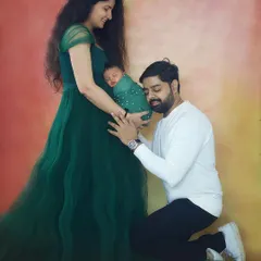 Sukoon mila. 🥰 This photo captures that feeling of peace and completeness when you finally hold your baby. The dad kneeling to be close to his newborn is such a tender moment.