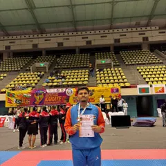 Standing proud with the gold medal and certificate at the South Asian Karate Championship in Colombo. This is the result of discipline and relentless training.