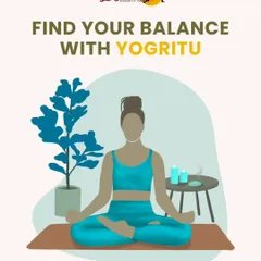 Find your balance with Yogritu. This graphic illustrates the calm and centeredness that yoga brings. My online classes are available for all age groups, from kids to seniors, anywhere in the world.