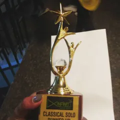 The runner-up trophy for 'Classical Solo' at the Just Dance 2019 competition. Achievements like these motivate us to keep pushing our creative boundaries.