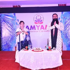 We are on stage during our Puri Yatra. This image, a duplicate of ID 57 from the In-Person cluster, also fits here as it documents a key moment from our spiritual journey events.