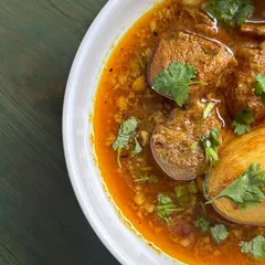 This is my comforting Mutton Curry, slow-cooked until the meat is tender and falling off the bone. The rich, aromatic gravy with soft potatoes is perfect with steaming hot rice, a dish that brings back memories of Sunday lunches at home.
