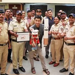 The entire team at Ghatkopar Police Station posing with my puppets after the awareness session. It was an honor to contribute to such an important cause.