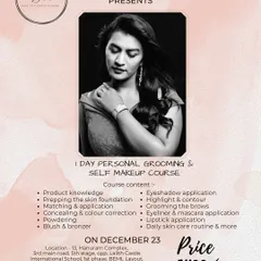 My 1-Day Self-Makeup Workshop is the perfect way to build your confidence. This course breakdown shows you all the practical skills we will cover, from prepping your skin and choosing the right foundation to mastering daily eye makeup and contouring.