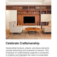 We celebrate craftsmanship by incorporating handcrafted furniture and decor. These elements provide authenticity and character, connecting the interior to traditions of locally made design.