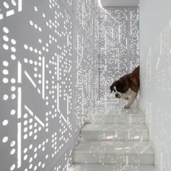 I believe light is a building material. In the House Above The Tree, I designed a perforated *jaali* screen that casts intricate, moving patterns on the walls, creating a living artwork that changes throughout the day.