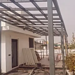 This is a look at one of our projects in progress. We use prefabricated steel structures to ensure rapid construction and a clean, modern aesthetic. This framework will soon become part of a beautiful and functional living space.