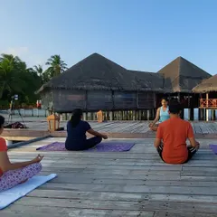 Leading a gentle yoga class for our group. My focus is on helping you find comfort and strength in each pose, no matter your experience level.