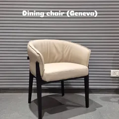 The 'Geneva' dining chair is also available in a sophisticated beige color, which pairs well with many different table styles.