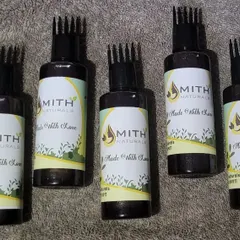 My Anti Premature Grey Hair Oils, bottled and ready for you. The applicator comb makes it easy to apply the oil directly to the scalp for best results.