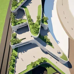 For the MCA Pune competition, we reimagined a multi-level parking facility as a terraced garden. This approach transforms utilitarian infrastructure into a public green space, integrating nature into a large-scale commercial project.