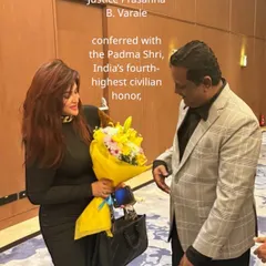 Presenting a bouquet to Justice Prasanna B. Varale of the Supreme Court of India. It is an honor to interact with members of the judiciary who are deeply committed to our constitutional values.