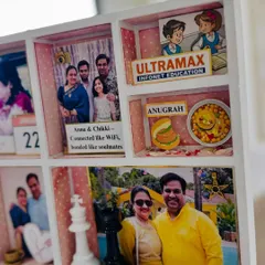 The story begins at 'Ultramax' and is seasoned with 'Anugrah's' Ragda Pattice. These miniature details represent the nostalgic beginnings of their relationship.
