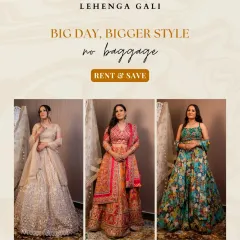Big day, bigger style, no baggage. Our collection caters to all body types, offering beautiful options like these heavily embroidered lehengas and floral gowns.