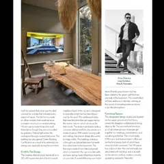 Another view from the Vistara magazine feature, showing the interior of my studio. The live-edge wood table and natural light create a calming and inspiring workspace, even in the middle of a city.