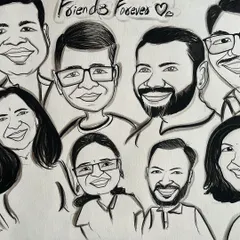 Nothing beats the energy of a big group of friends. This "Friends Forever" piece was so much fun to draw, capturing all the different personalities in one frame.