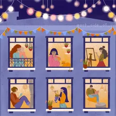This illustration shows a variety of characters and scenes, each telling a small story. It's a great example of how I can create detailed group illustrations or individual character portraits based on your ideas.