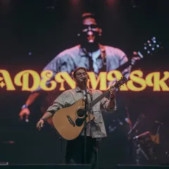 A great moment from our Pune show. Performing solo with my acoustic guitar, with my name up in lights. Even in a full band setup, I have moments where I connect with the audience on a more personal, acoustic level.