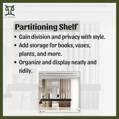 A partitioning shelf is a brilliant way to divide a space while adding storage. It provides privacy with style and gives you a place to display books, plants, and other decorative items.
