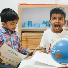 The joy of shared discovery is at the heart of our classroom. In our mixed-age environment, children learn from and with each other, building empathy and communication skills as they explore subjects like geography together.