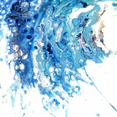 A close-up of the wave, showing the delicate lacing and cells created by the flowing paint. It’s these small details that make each fluid art piece a unique world to explore.