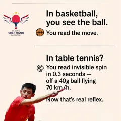 In other sports, you see the ball and react. In table tennis, you have to read invisible spin off a 40g ball flying at 70 km/h. This is the level of reflex and perception we train for.
