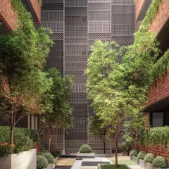 We reinterpret traditional concepts like the courtyard for modern living. This central green space in our Kathmandu housing project acts as the community's heart, fostering interaction while providing natural light and ventilation to the surrounding homes.