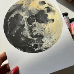 Another moon painting, this time on white paper. I'm always moonstruck, and I really enjoy the process of layering gouache to create a realistic and luminous effect.